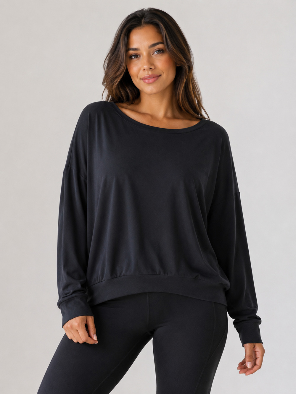 Fabletics Women’s XL Black Oversized Long Sleeve Activewear Top